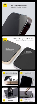 Hoda Matte Anti-Peeper (Privacy) with Anti-Reflection Full Coverage Screen Protector (Triple Function) for iPhone 17 series with Dust-Free Helper Lite