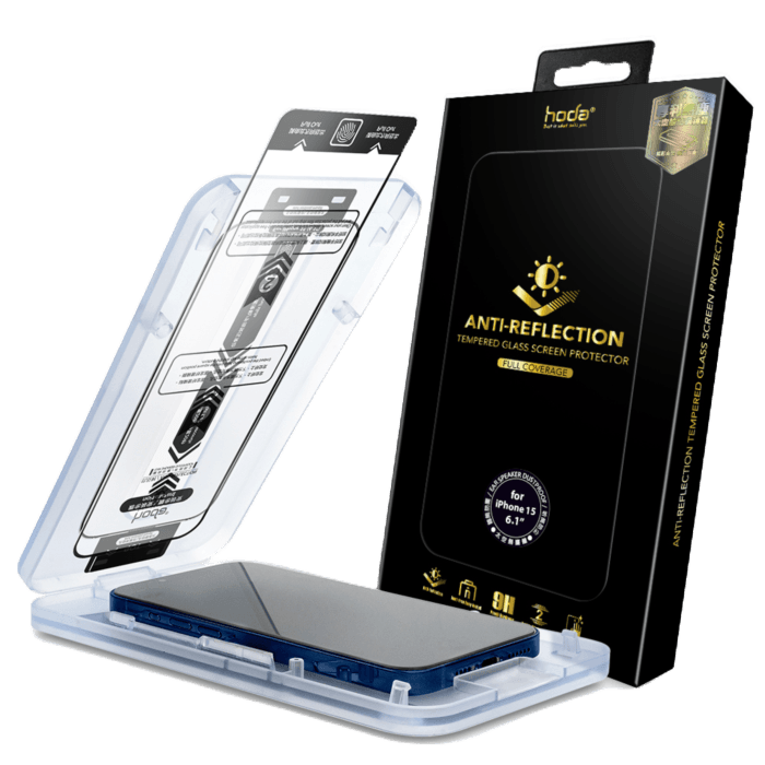 Hoda Anti-Reflection Full Coverage Tempered Glass with Helper for iPhone 15 Series - Oribags