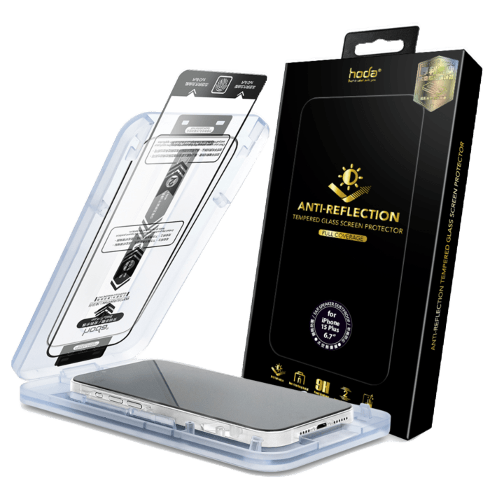 Hoda Anti-Reflection Full Coverage Tempered Glass with Helper for iPhone 15 Series - Oribags