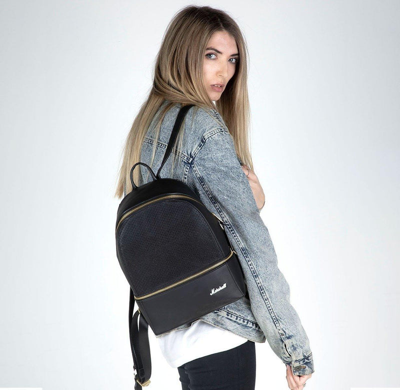 Marshall Downtown Backpack - Black/ Gold - Oribags.com