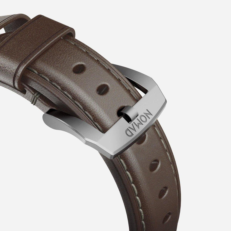 Nomad Classic Strap for All Apple Watch Series ( 44mm / 42 mm) - Brown Strap + Silver Hardware - Oribags.com