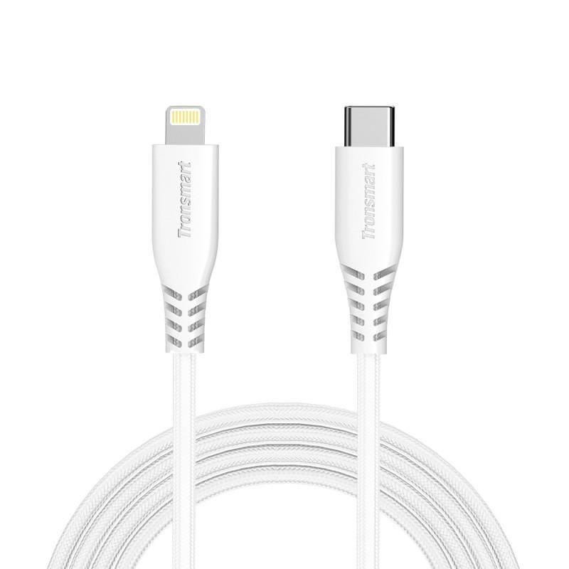 Tronsmart Double Braided Nylon 4FT USB-C to Lightning Cable - White - Oribags.com