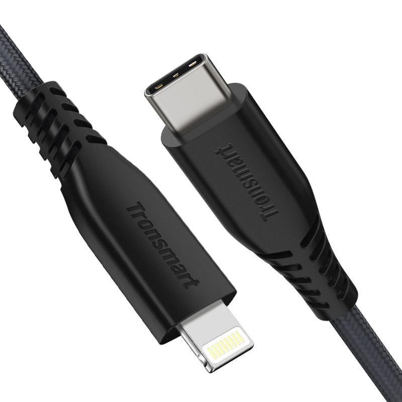 Tronsmart Double Braided Nylon 6.6FT USB-C to Lightning Cable - Black - Oribags.com