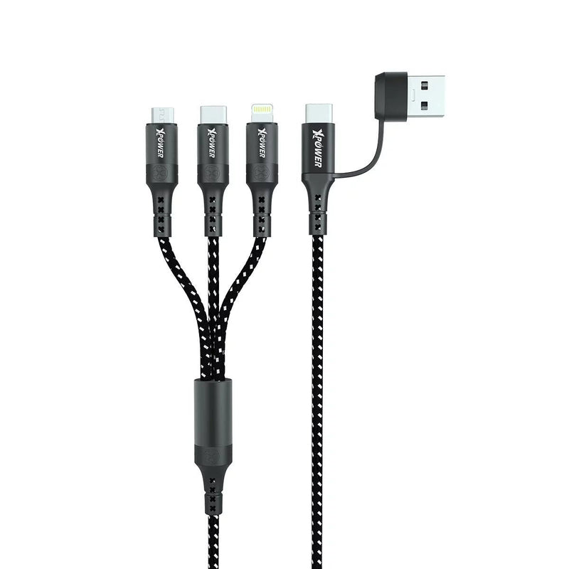XPower 60W 2 In 3 Out Nylon 1M Cable ACX3 - Black - Oribags.com