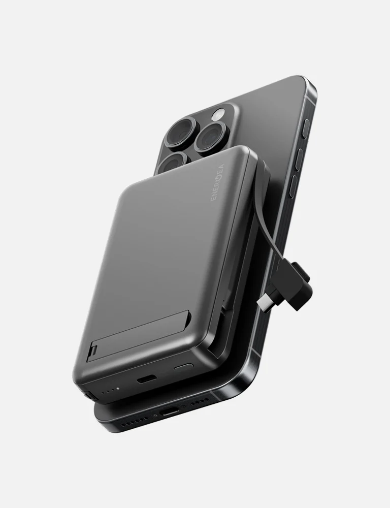 Energea Magpac Pro Plus | 10000mAh Qi2 Powerbank w/ Built-In Cable - Gunmetal Black