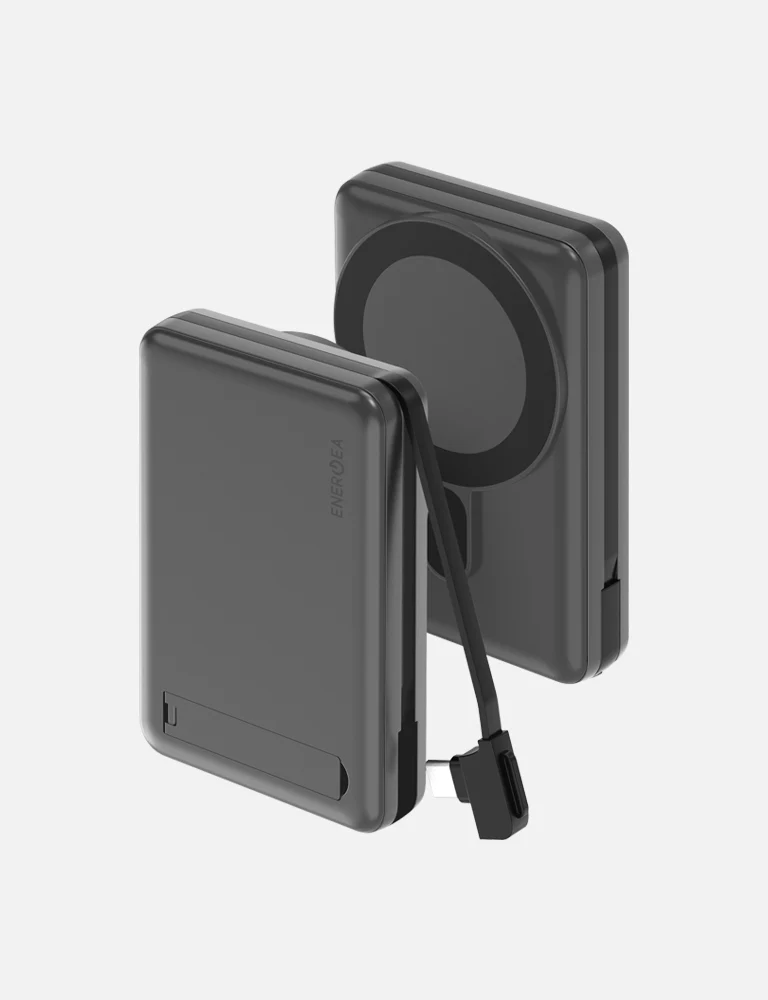 Energea Magpac Pro Plus | 10000mAh Qi2 Powerbank w/ Built-In Cable - Gunmetal Black