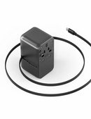 Energea TravelWorld GaN85 | 85W Travel Adapter w/ 80cm USB-C Cable - Gunmetal