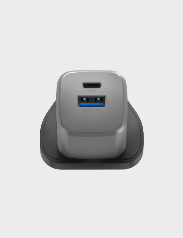 Energea AmpCharge GaN20 UK | 20W Wall Charger - Gunmetal
