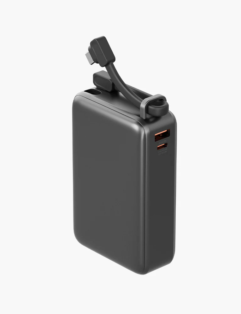 Energea Compac Ultra 67 | 20000mAh Powerbank w/ Built-In USB-C Cable - Gunmental