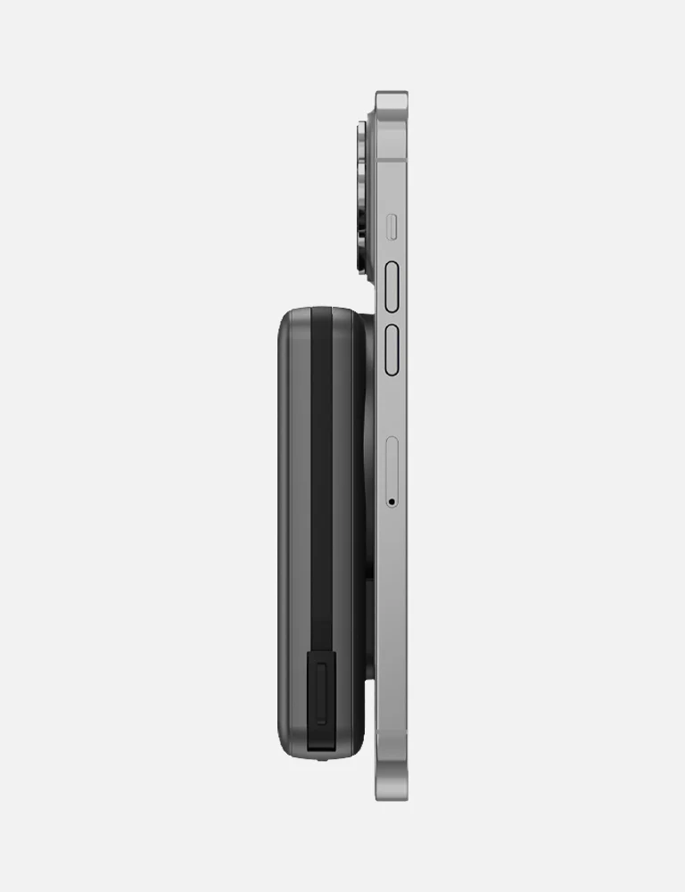 Energea Magpac Pro Plus | 10000mAh Qi2 Powerbank w/ Built-In Cable - Gunmetal Black