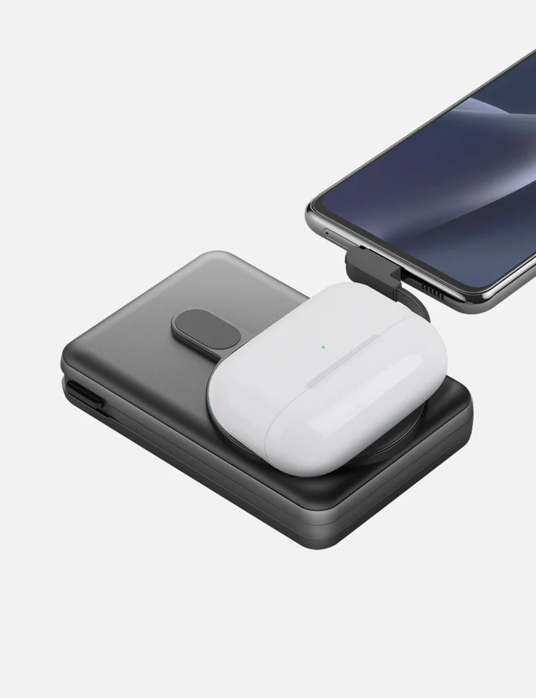 Energea Magpac Pro Plus | 10000mAh Qi2 Powerbank w/ Built-In Cable - Gunmetal Black