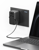 Energea TravelWorld GaN85 | 85W Travel Adapter w/ 80cm USB-C Cable - Gunmetal