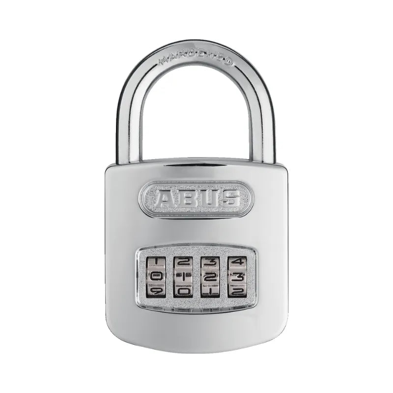 ABUS 160/50 High-Gloss Chrome Combination Padlock (Blister Pack)