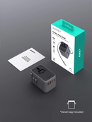 Aukey PA-TA12 35W Globe Reel 4-Port GaN Universal Fast Charging Travel Adapter w Retractable Type C Cable