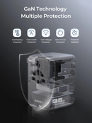 Aukey PA-TA12 35W Globe Reel 4-Port GaN Universal Fast Charging Travel Adapter w Retractable Type C Cable