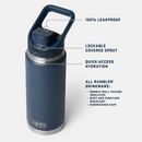Yeti Rambler® 26 oz Water Bottle  WITH COLOR-MATCHED FLIP CHUG CAP