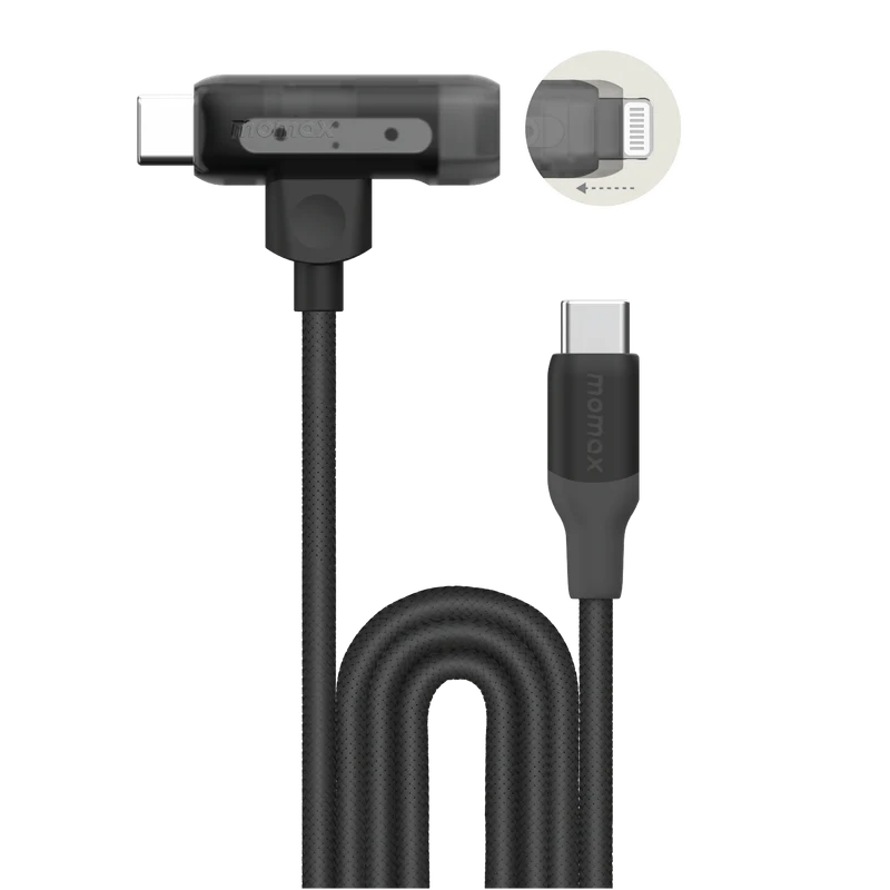 Momax 1-Link Duo | 2-in-1 USB-C to USB-C + Lightning Charging + Data Transfer Braided Cable 1.5m 60W