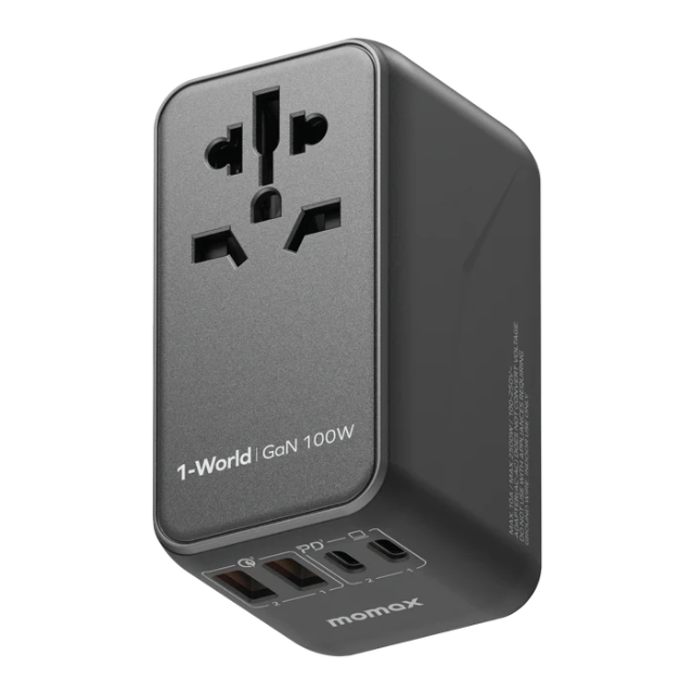 Momax 1-World | Universal 4-Port Travel GaN Charger 100W - Black