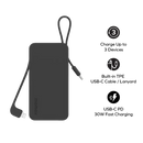 Momax 1-Power Vital+ | 10000mAh Battery Pack w/ Built-in USB-C & Lightning