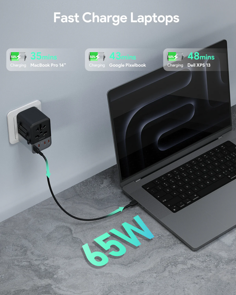 Aukey PA-TA08A 65W Travel Mate Universal Adapter