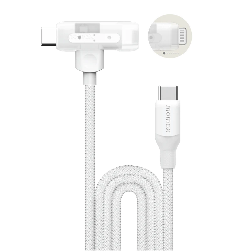 Momax 1-Link Duo | 2-in-1 USB-C to USB-C + Lightning Charging + Data Transfer Braided Cable 1.5m 60W