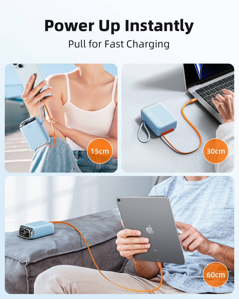 Innostyle TransiMini FlexCharge Retractable 30W 10000mAh 60cm USB-C Power Bank with Cable