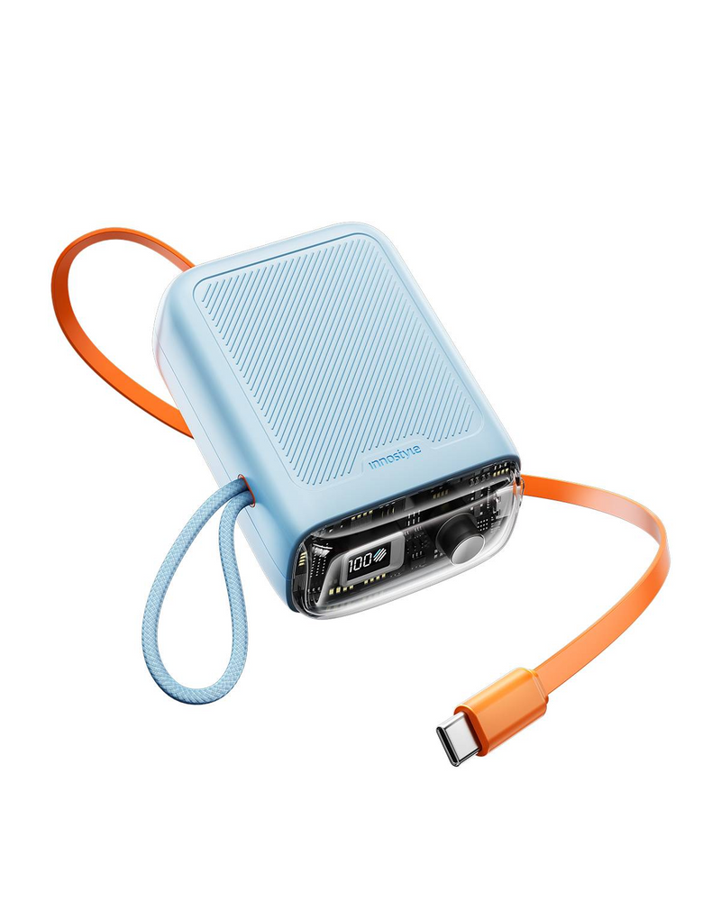 Innostyle TransiMini FlexCharge Retractable 30W 10000mAh 60cm USB-C Power Bank with Cable