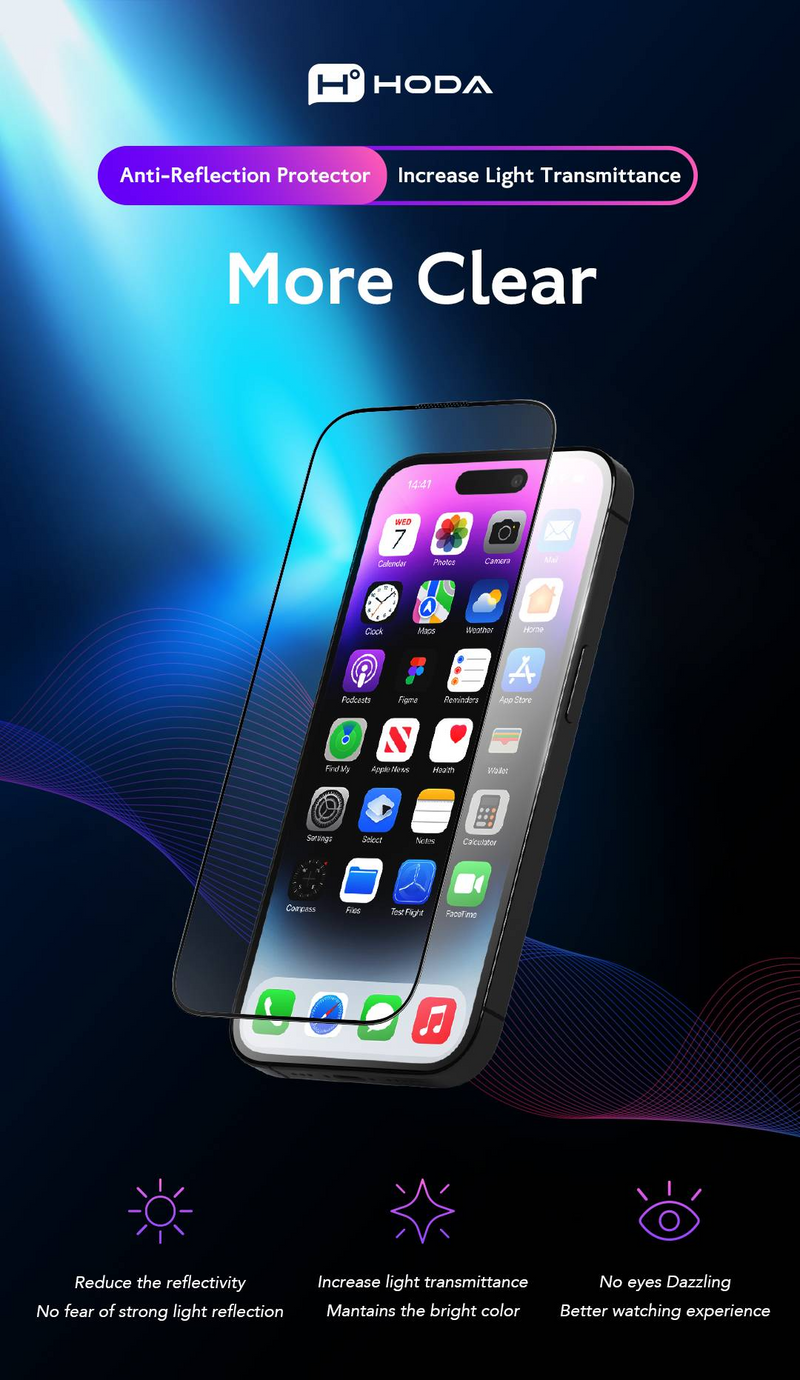 Hoda Anti-Peeper (Privacy) with Anti-Reflection Full Coverage Screen Protector (Dual Function) for iPhone 17 Series with Dust-Free Helper Lite