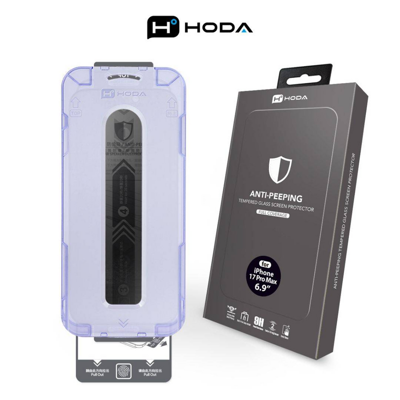 Hoda (Privacy) Anti-Peeper Full Coverage Screen Protector for iPhone 17 Series with Dust-Free Helper Lite