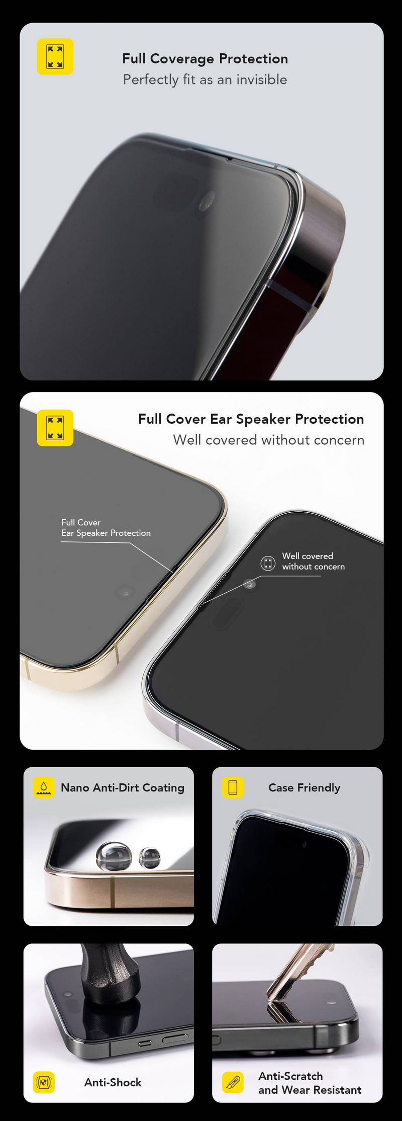 Hoda (Privacy) Anti-Peeper Full Coverage Screen Protector for iPhone 17 Series with Dust-Free Helper Lite