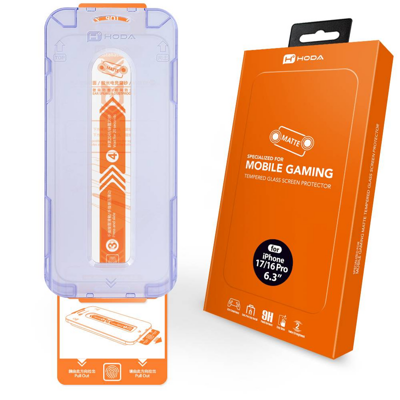 Hoda (Matte) Gaming Anti-Glare Full Coverage Screen Protector for iPhone 17 Series with Dust-Free Helper