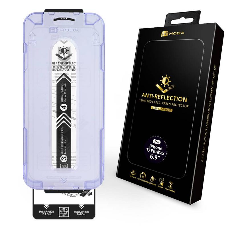Hoda (Flagship) Anti-Reflection Full Coverage Screen Protector for iPhone 17 Series with Dust-Free Helper Lite