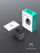 Aukey PA-TA14 70W Globe Reel 4-Port GaN Universal Fast Charging Travel Adapter w Retractable Type C Cable