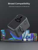 Aukey PA-TA13 45W Globe Reel 4-Port GaN Universal Fast Charging Travel Adapter w Retractable Type C Cable