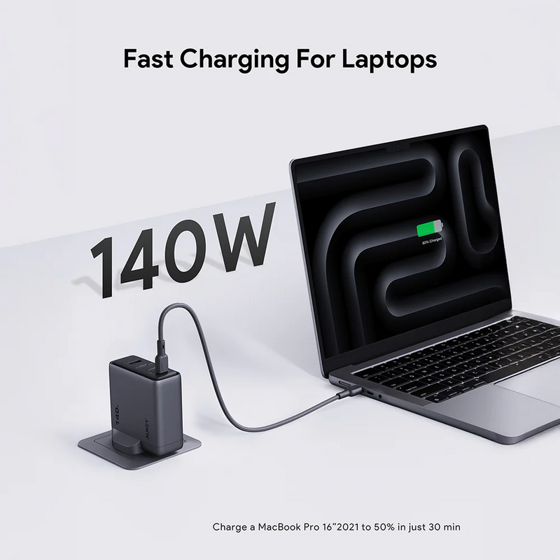 Aukey PA-C6 Comet Mix 4 140W PD 4-Port GaN Wall Charger with PPS for Laptop & Mobile