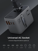 Aukey PA-TA14 70W Globe Reel 4-Port GaN Universal Fast Charging Travel Adapter w Retractable Type C Cable