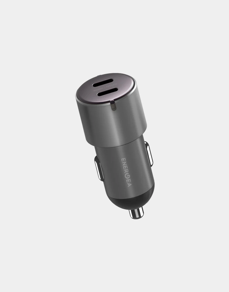 Energea AluDrive D60 | Dual USB-C  66W Aluminium Car Charger - Gunmetal