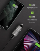 Energea AluDrive D60 | Dual USB-C  66W Aluminium Car Charger - Gunmetal