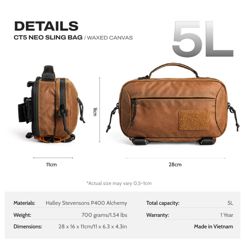 Ctactical CT5 Neo SLING BAG - Waxed Canvas