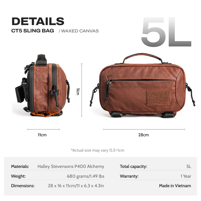 Ctactical CT5 EDC Sling Pack - Waxed Canvas