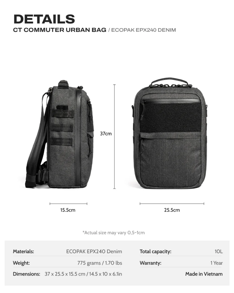 Ctactical Commuter Urban Bag - Ecopak Epx240 Denim