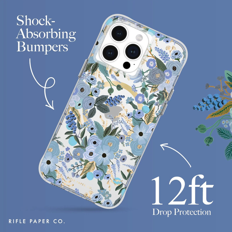 Casemate Rifle Paper Co. Garden Party Blue with MagSafe Case For IPhone 15 Series