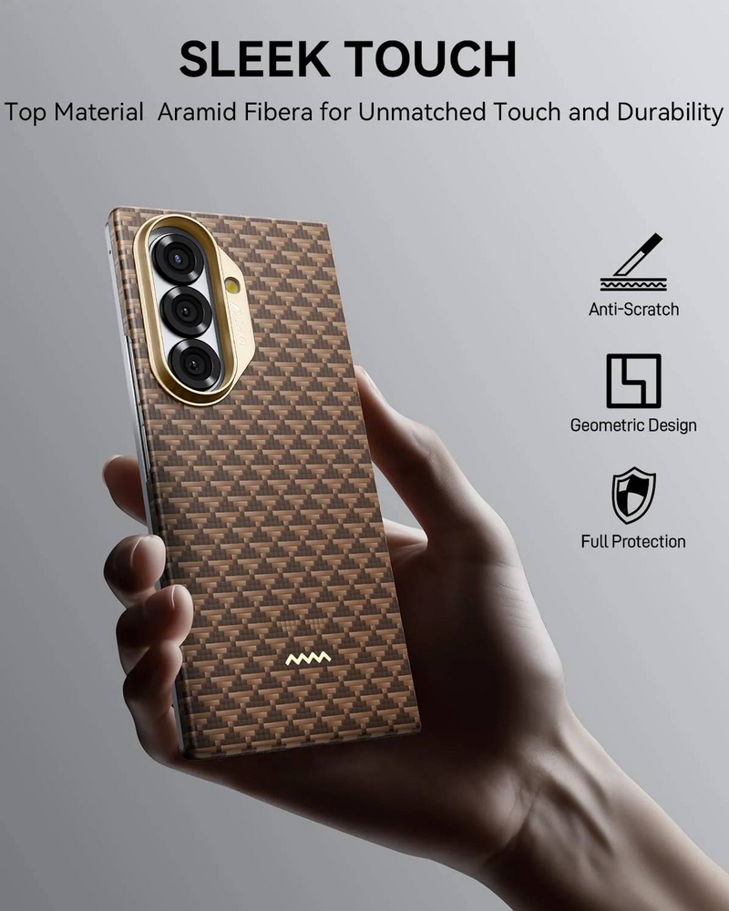 Raptic Aramid Fiber Skin-Origin Magnet Case for Samsung Galaxy Z Fold 7 - Humble
