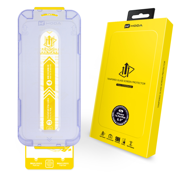 (Markdown) Hoda (Clear) 0.33mm Full Coverage Screen Protector - With Dust-Free Helper for iPhone 16 Series