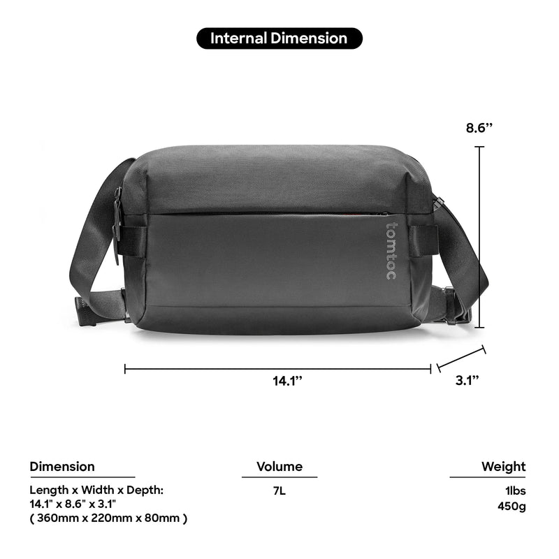 Tomtoc Explorer T21 Tablet Sling Bag 11-inch - Black