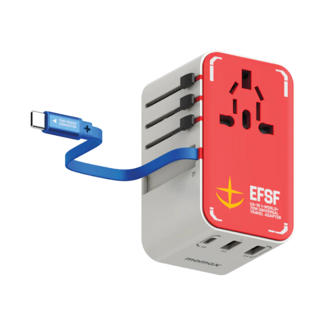 Momax x Gundam 1-World+ | 3-Port Travel GaN Charger With Built-in USB-C Cable 70W - Limited Edition