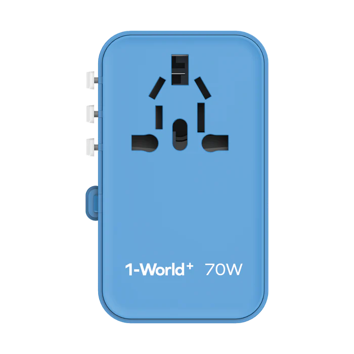 Momax 1-World+ | GaN Charger With Built-in USB-C Cable 70W + AC Travel Adapter