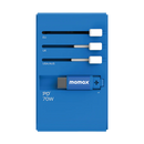 Momax 1-World+ | GaN Charger With Built-in USB-C Cable 70W + AC Travel Adapter