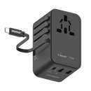 Momax 1-World+ | GaN Charger With Built-in USB-C Cable 70W + AC Travel Adapter