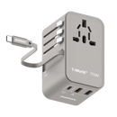 Momax 1-World+ | GaN Charger With Built-in USB-C Cable 70W + AC Travel Adapter